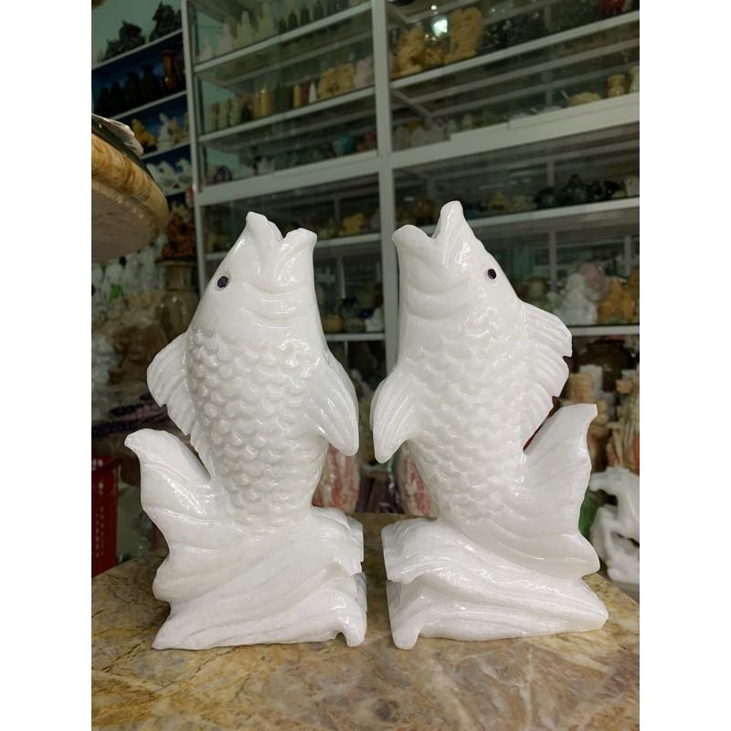 Cá Chép đá Cẩm Thạch trắng Việt Nam - cao 21cm