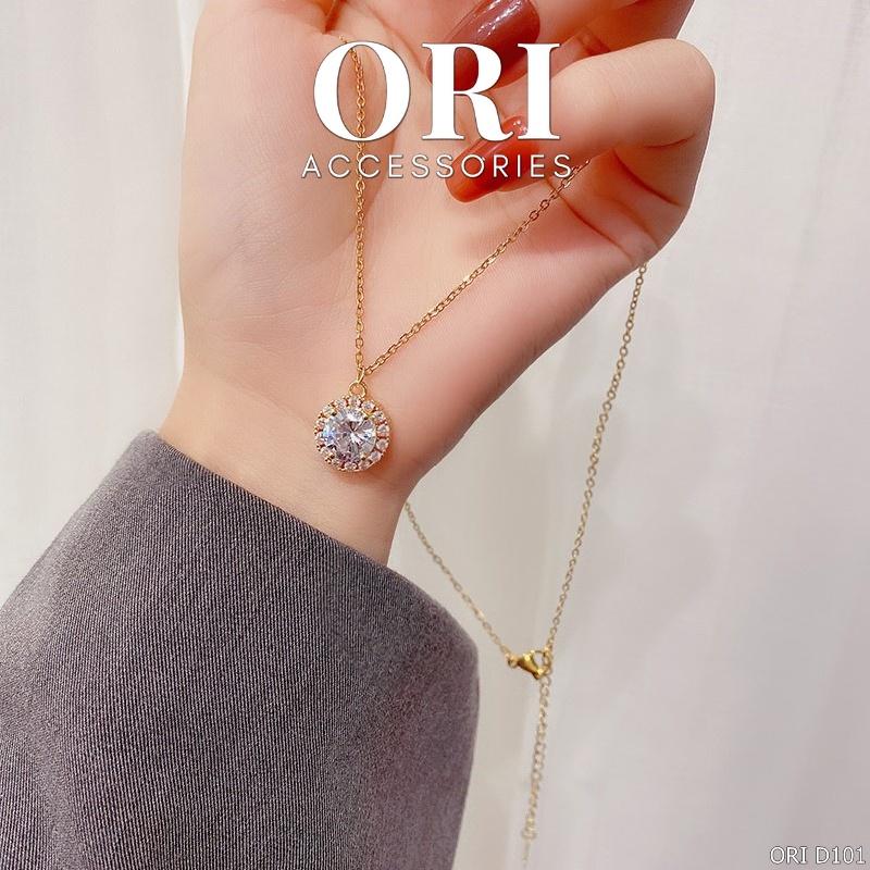 Dây chuyền nữ mặt tròn thủy tinh Drusilla thời trang sang trọng ORI ACCESSORIES D101