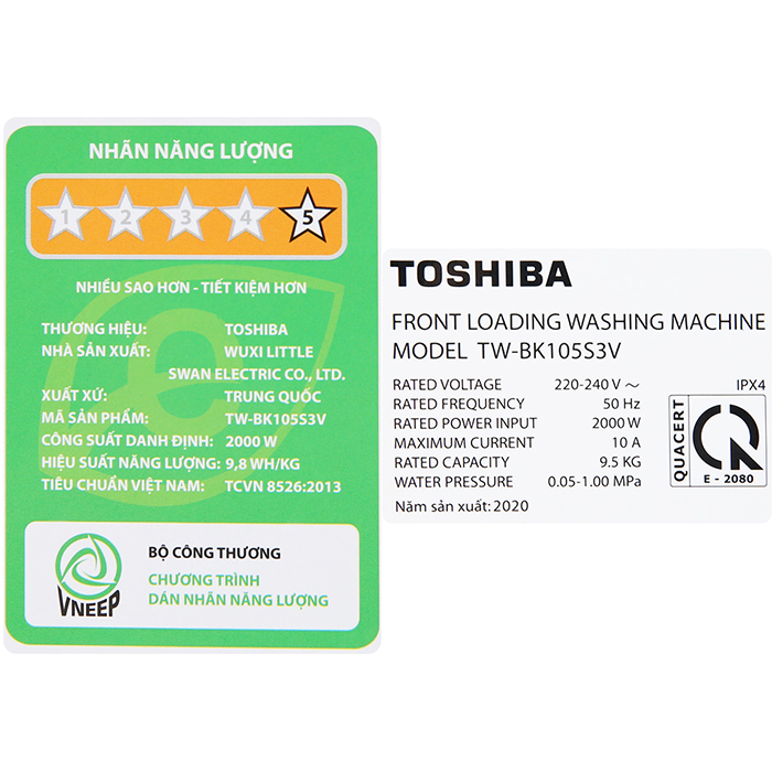 Máy giặt Toshiba 9.5 KG TW-BK105S3V SK