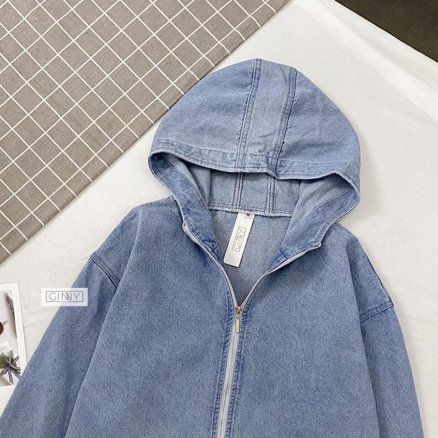 Áo Khoác Chống Nắng Jean TK Unisex Nam Nữ | Form Bigsize Thoải Mái | Chất Dày Dặn | Có Nón Rộng | Khoá Kéo
