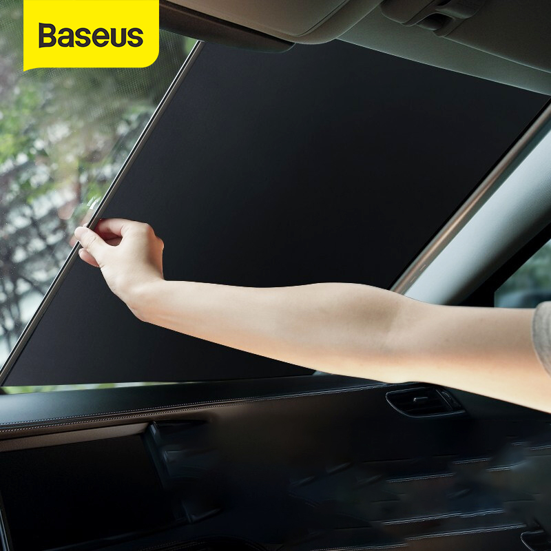 Tấm chắn nắng kính lái ô tô Baseus , kích thước cao 58cm/65cm, kéo dài tối đa 1,4m, màu Bạc - Hàng chính hãng