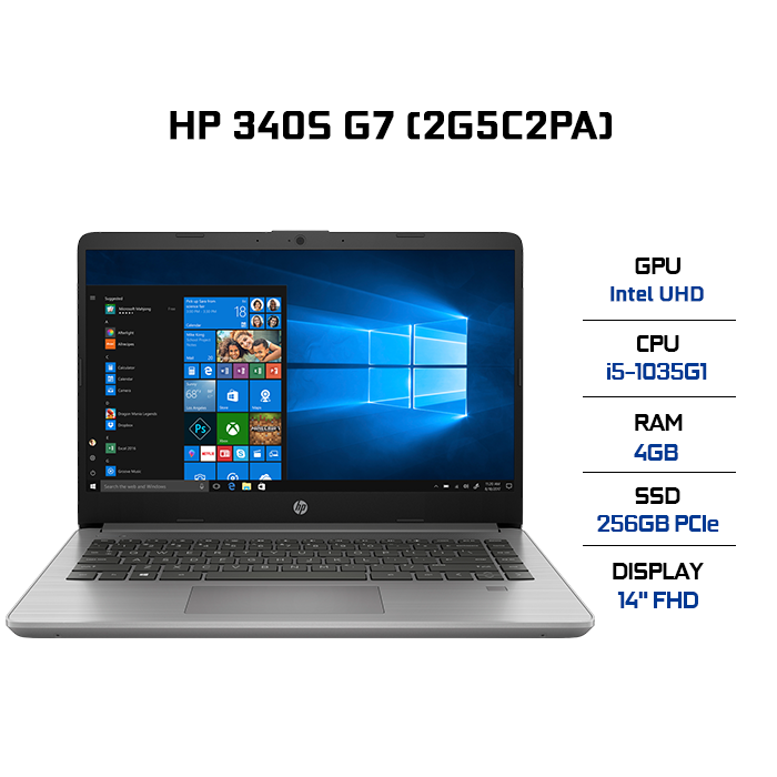 Laptop HP 340s G7 2G5C2PA i5-1035G1 | 4GB RAM | 256GB SSD | Intel UHD | 14.0