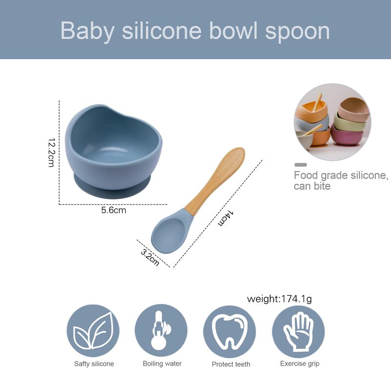 2 Chiếc/1 Bộ Bé Bát Ăn Thực Phẩm Silicon Cao Cấp Không Chứa BPA Trẻ Em Bát Ăn Chống Thấm Nước Bình Thìa Cho Bé Nhà Bếp chống Trơn Trượt Bộ Đồ Ăn
