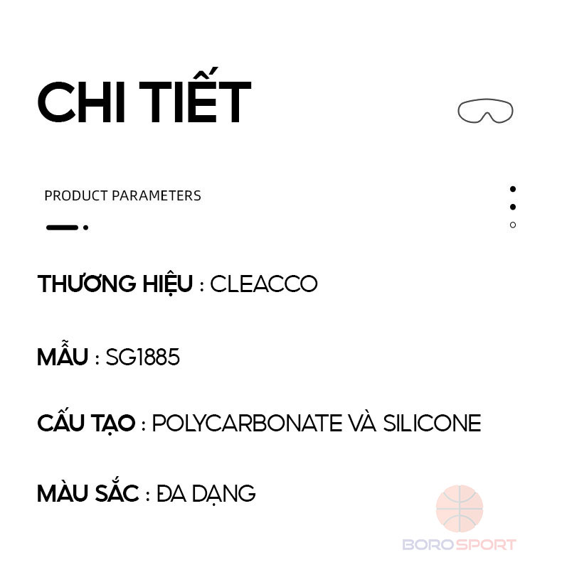 Kính bơi trẻ em chống tia UV bản rộng góc nhìn 180 độ Cleacco  SG1885 dây đeo silicone êm ái , không kích ứng , an toàn với trẻ em  - Hàng chính hãng Boro Sport