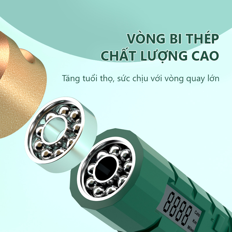 Dây nhảy thể thao lõi thép cao cấp eXtreme DN101 tự động đếm số, tích hợp đo calo, quãng đường, độ dài dây tùy chỉnh, nhảy dây thể dục - Hàng chính hãng