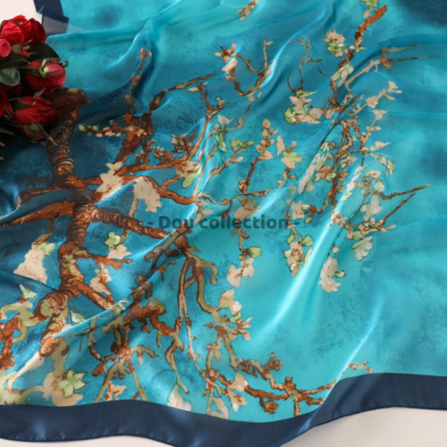 Khăn Choàng Quàng Cổ Lụa Cao Cấp Họa Tiết Hoa Du Lịch Mùa Hè Đi Biển - Chất Liệu Silk - 90x190cm - Mã KS005