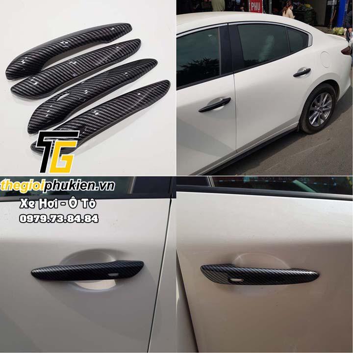 Bộ ốp tay nắm cửa dành cho xe Mazda 3 2020 vân Carbon