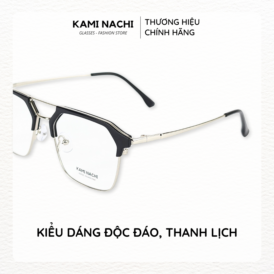 Gọng kính Xuân Hè mới KAMI NACHI P68087, chất liệu nhựa phối kim loại