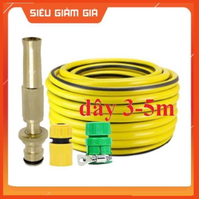 Bộ dây vòi xịt nước rửa xe, tưới cây . tăng áp 3 lần, loại 3m,5m 206587 cút sập,nối vàng+ tặng mở chai
