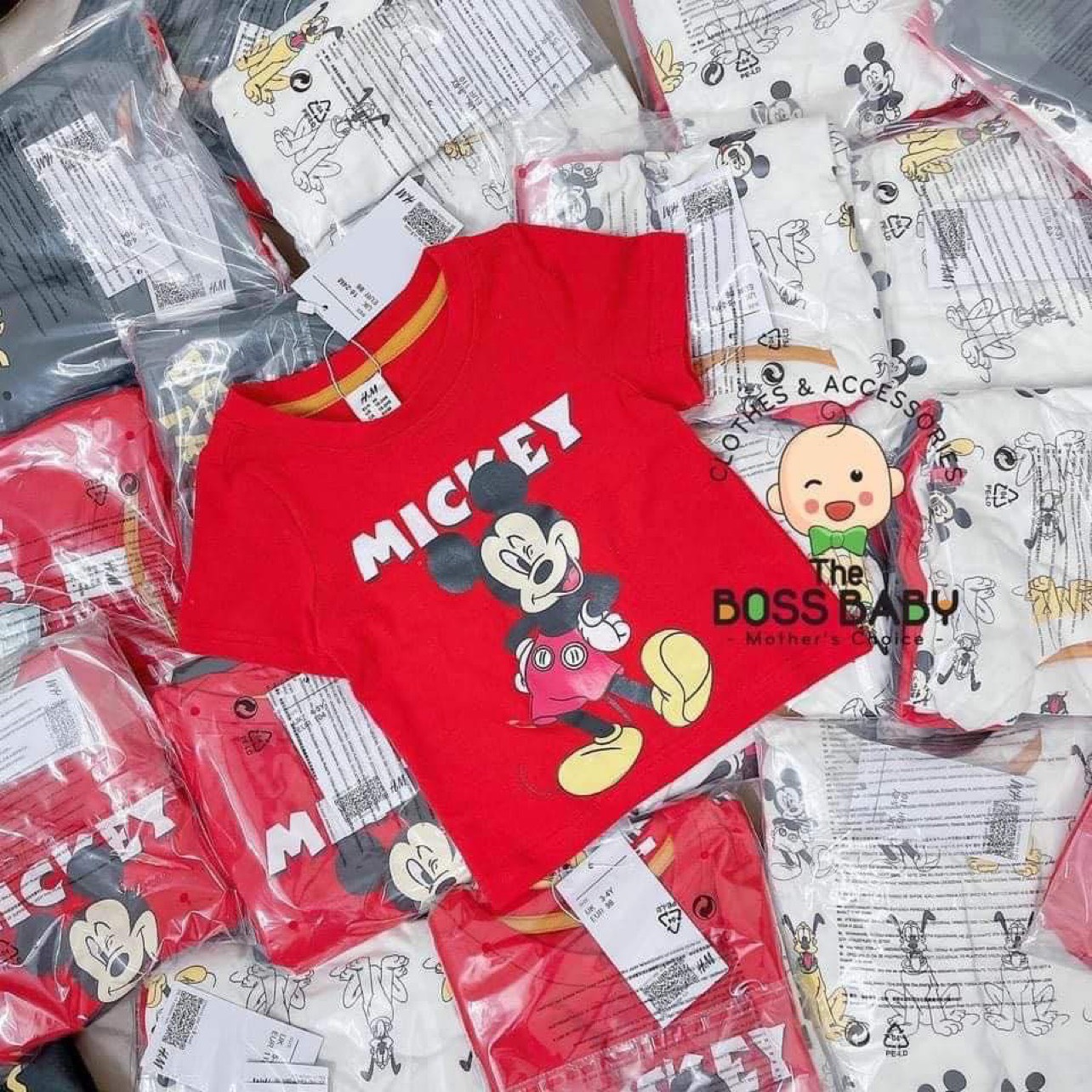 SET 3 ÁO THUN CỘC TAY HỌA TIẾT MICKEY SIÊU XINH CHO BÉ GÁI CHẤT MỀM MỊN