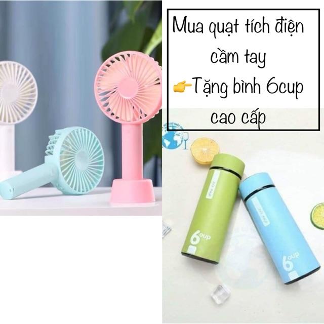 QUẠT MINI CẦM TAY CÓ ĐẾ ĐỠ+ Tặng bình 6cup cao cấp