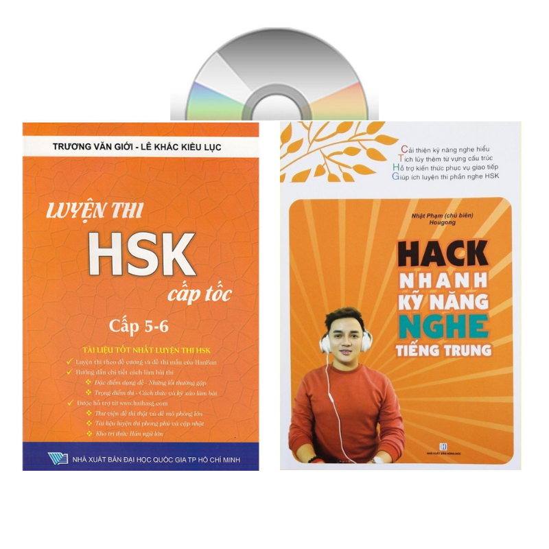 Sách - Combo: Luyện thi HSK cấp tốc tập 3 (tương đương HSK 5+6 kèm CD) + Hack nhanh kỷ năng nghe tiếng trung +DVD tài liệu