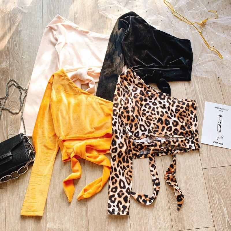 Áo lệch vai cột eo