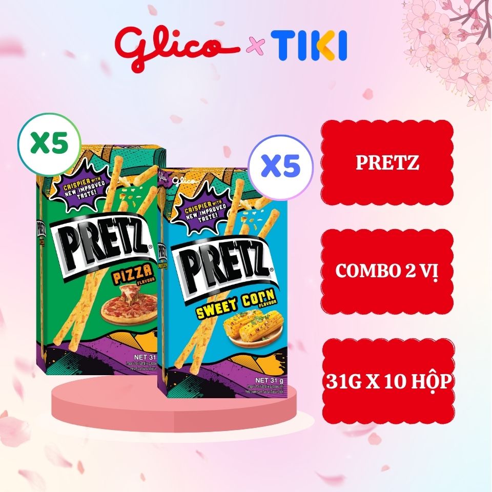 Bánh que nướng giòn mix 2 vị pizza và bắp GLICO Pretz Pizza & Sweet Corn