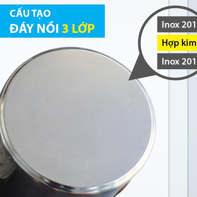 Nồi inox hầm xương 70L nhận bếp từ 45x45cm nấu đa năng BTN