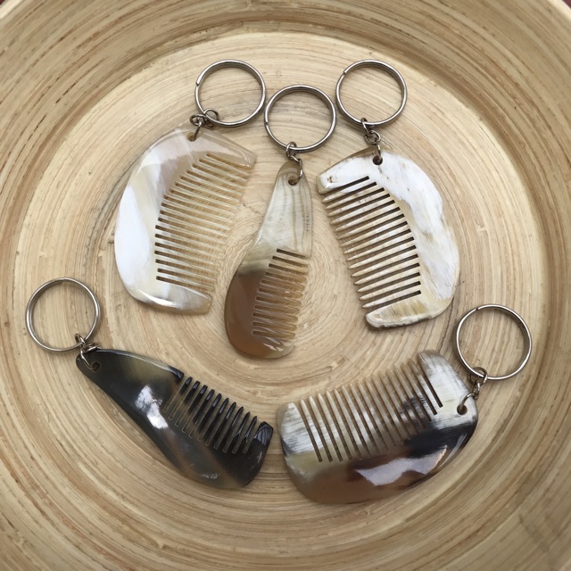 Móc treo chìa khóa / Chiếc lược mini bằng sừng trâu (OTH013) Nhỏ gọn - Tiện lợi
