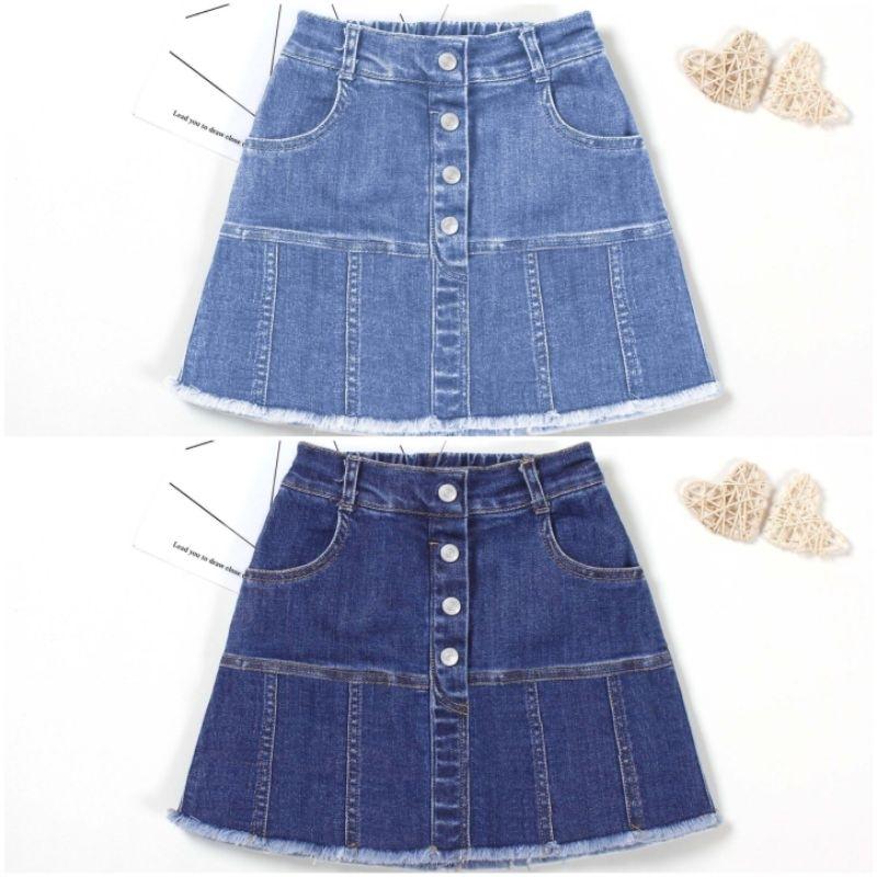 Chân váy jeans chữ A size đại cho bé, co dãn, có quần bên trong