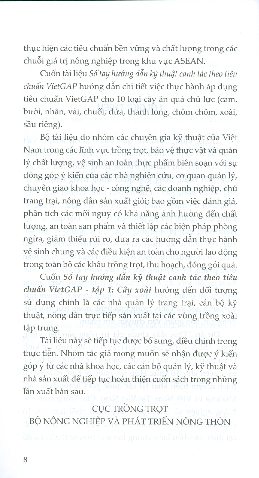 Sổ Tay Hướng Dẫn Kỹ Thuật Canh Tác Theo Tiêu Chuẩn Vietgap - Tập 1: Cây Xoài