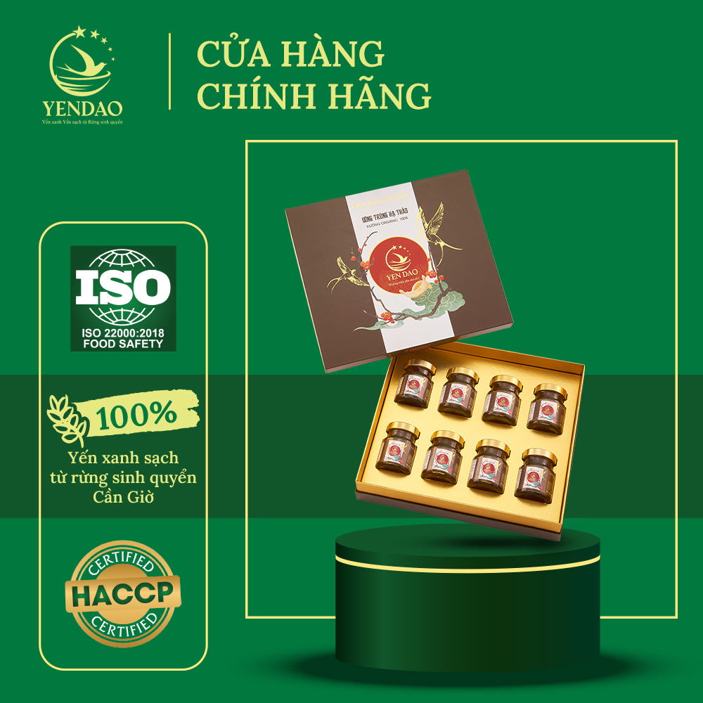 Yến Hũ Đông Trùng Hạ Thảo Tăng Cường Lưu Thông, Tuần Hoàn Máu Hộp 6-8 Hũ