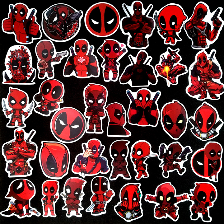 Bộ Sticker dán cao cấp chủ đề DEADPOOL - Dùng dán Xe, dán mũ bảo hiểm, dán Laptop