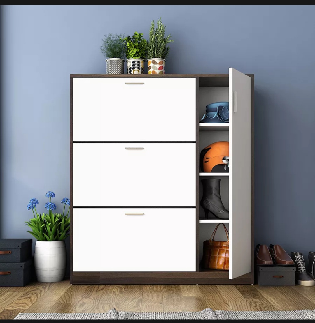 Tủ Giày Gỗ Mdf Melamine Trắng , Tủ Giày Thông Minh