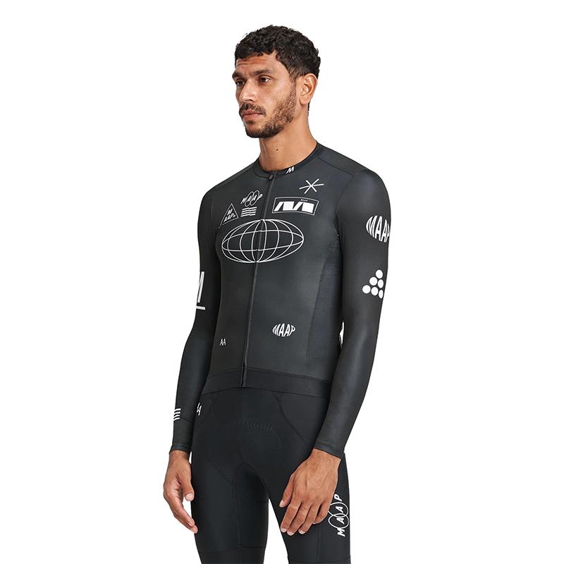 MAAP Đi Xe Đạp Áo Trục Pro Dài Tay Xe Đạp Jersey Top Nam MTB Đường Đi Xe Đạp Quần Áo Maillot Ciclismo Pro Đội Đua Jersey Color: Black Size: XXL