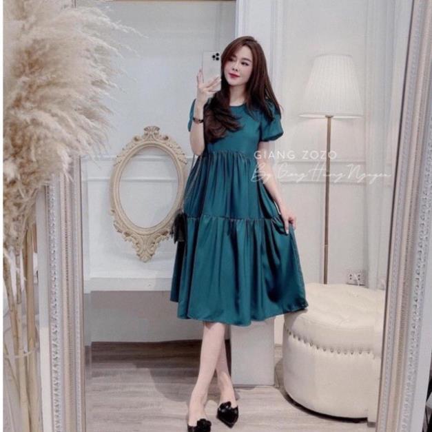 Váy Nữ Xanh Dáng Suông Tay Cộc, Đầm Nữ Dáng Dài Siêu Xinh Có Ảnh Thật Kèm Video ! *