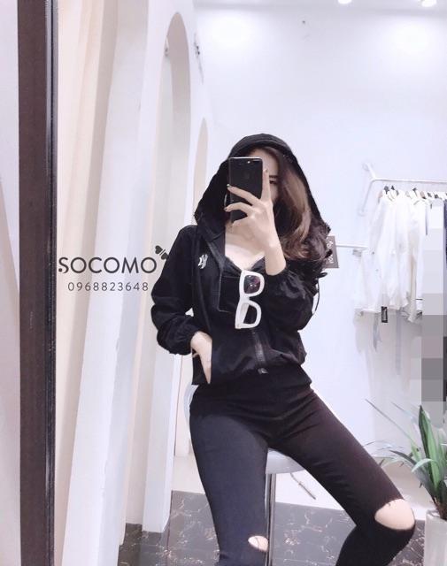 Áo khoác bomber gió mũ nữ Socomo