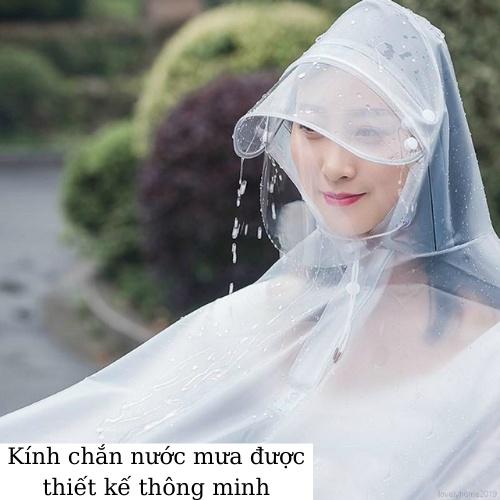 Áo mưa trong suốt 2 đầu-1 đầu có kính che mặt, Áo mưa Hàn Quốc có kèm chụp gương dài rộng, chất liệu dày dặn siêu bền