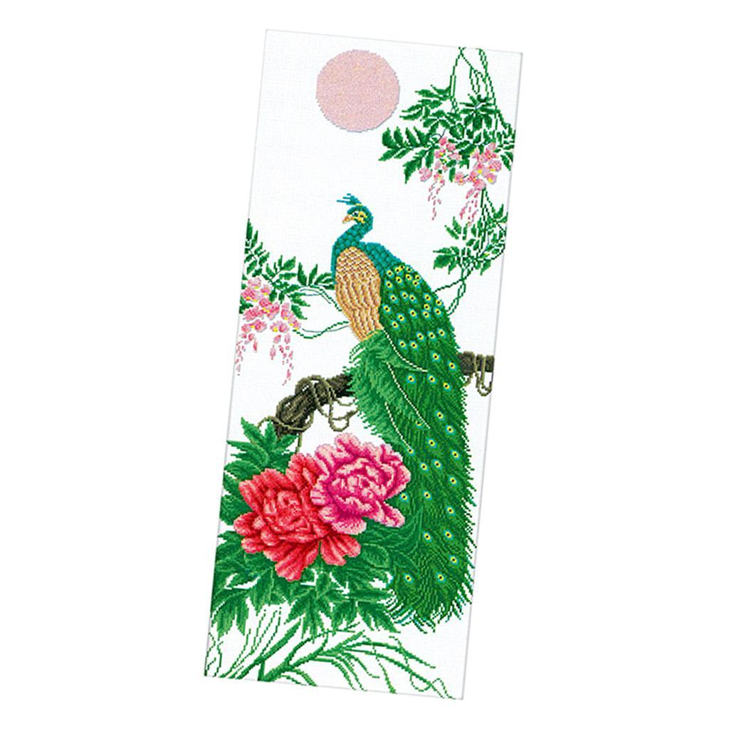 DIY Painting Peony Peacock Embroidery Cross Stitch Kits Crafts Home Decors