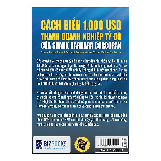 America Shark Tank: Cách Biến 1.000 USD Thành Doanh Nghiệp Tỷ Đô Của Shark Barbara Corcoran (Tặng kèm Bookmark PL)