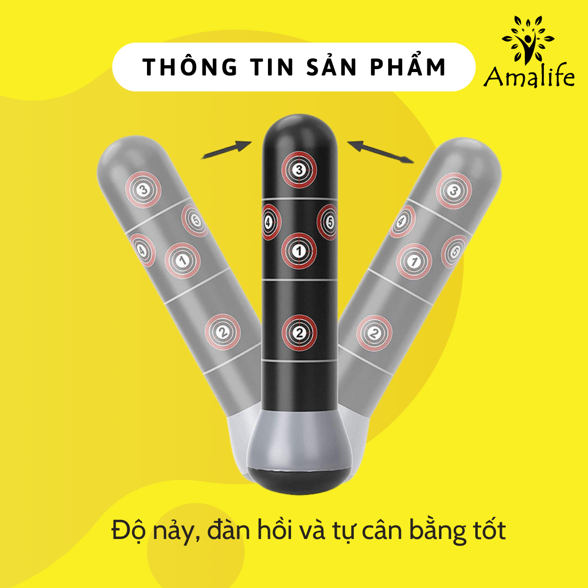 Vỏ Trụ Đấm Bốc Tự Cân Bằng Tặng Kèm Bơm Hơi - Trụ Đấm Bốc Cân Bằng Chính Hãng Amalife