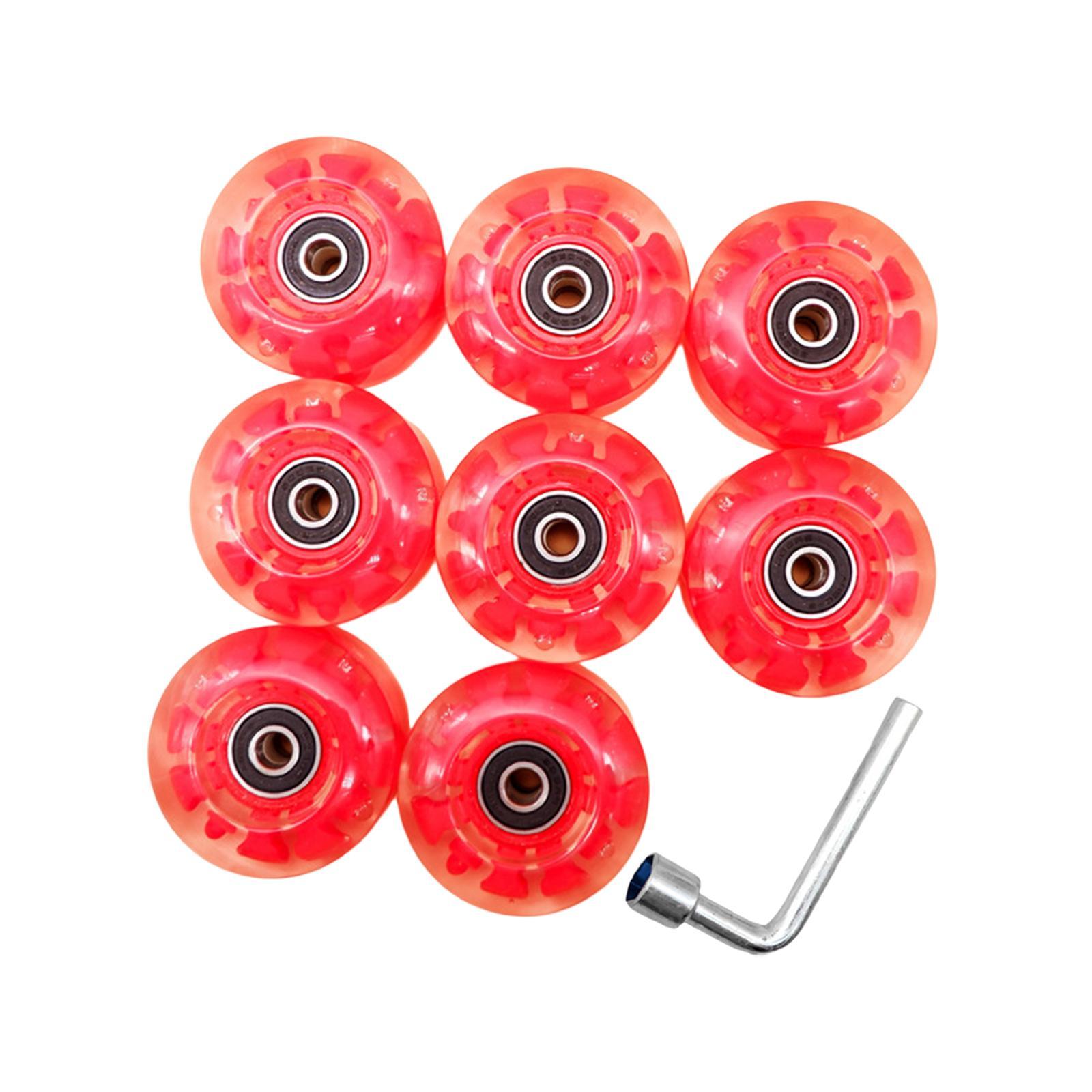 8Pcs Quad Roller Skate Wheels Durable 58mm x 32mm Luminous Skateboard Wheels