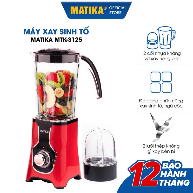 Máy Xay Sinh Tố Đa Năng MATIKA 220W 2 Cối MTK-3125 - Hàng Chính Hãng