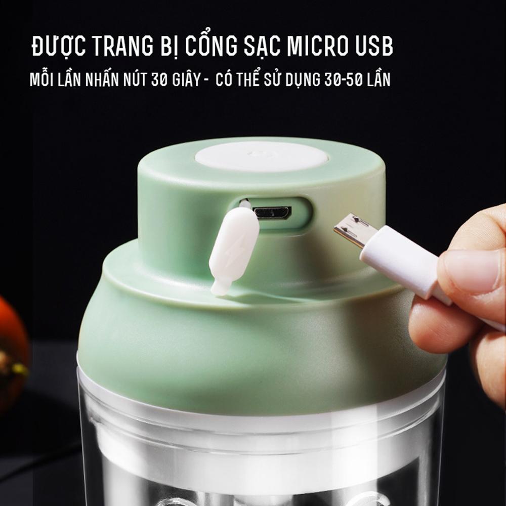 Máy Xay Mini BITANO Cầm Tay Ssgp Pin Sạc Công Suất 45W - Xay Thịt, Rau, Củ Quả Đa Năng 250Ml