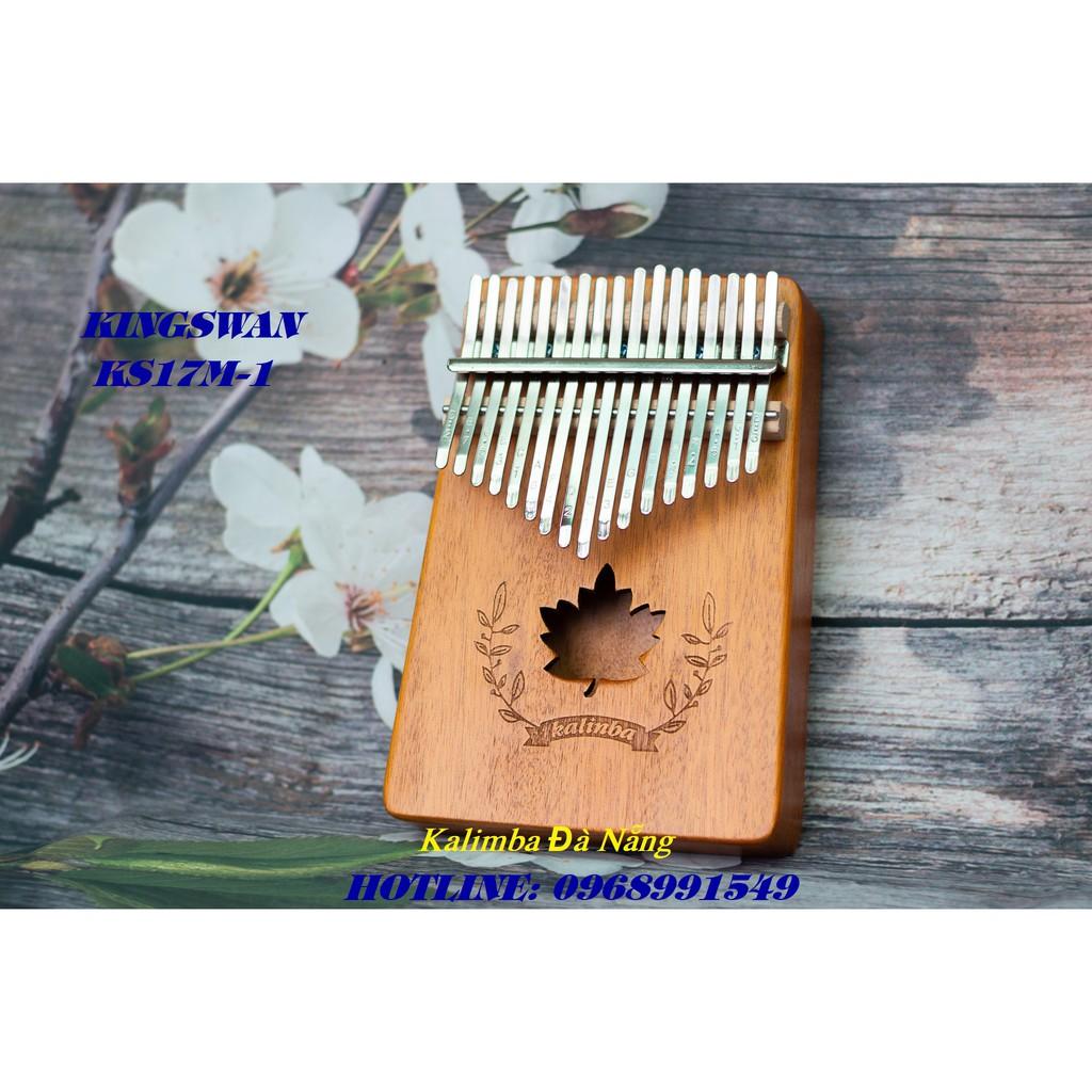 Kalimba KINGSWAN LÁ PHONG gỗ ACACIA 17 phím khắc nốt sẵn BẢO HÀNH 1 NĂM