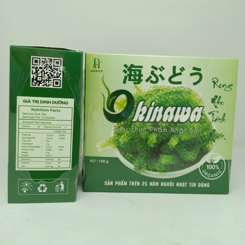 Combo 2 hộp Rong nho tươi tách nước Okinawa 100g (5 gói x 20g) + tặng kèm 2 gói bánh trứng Gia Khánh