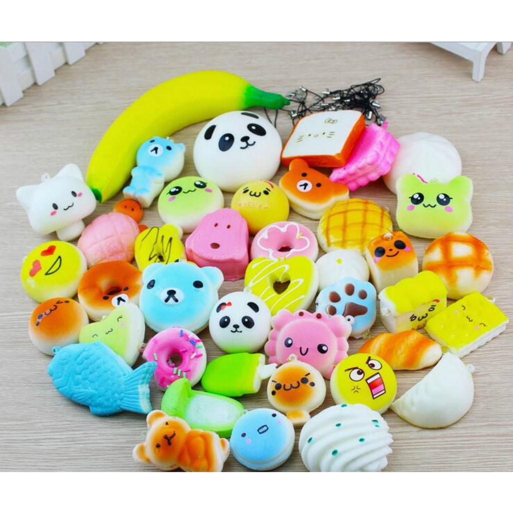 30 móc khóa squishy dẻo hình dáng ngẫu nhiên