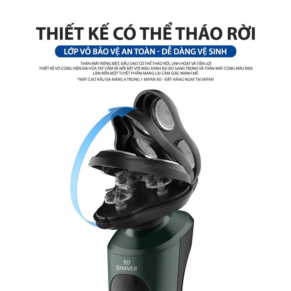 Máy Cạo Râu 9D SHAVER - Máy Cạo Râu 4 Trong 1 Hàng Nhập Cao Cấp, Bảo Hành Lỗi 1 Đổi 1 - Tặng 3 Lưỡi Thay Thế