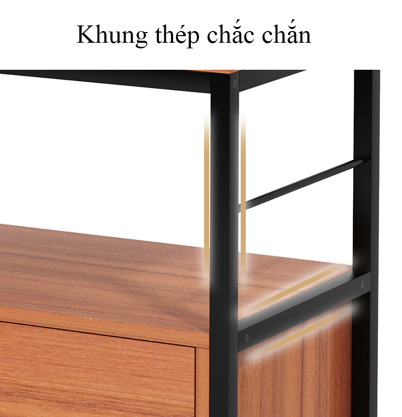 Kệ lò vi sóng, kệ bếp đa năng chứa nồi niêu xoong chảo, bát đĩa chất liệu gỗ MDF chống ẩm