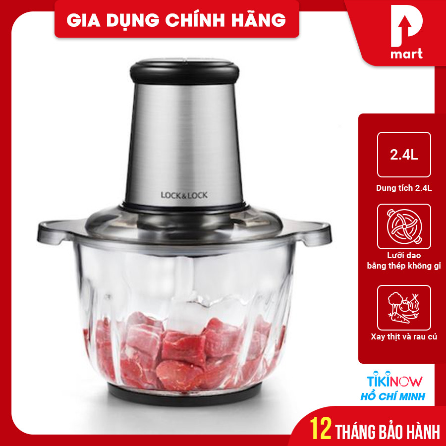 Máy Xay Thịt Cao Cấp Lock&amp;Lock Meat Chopper EJM186SLV Công Suất 400w- 2,4L - Hàng Chính Hãng