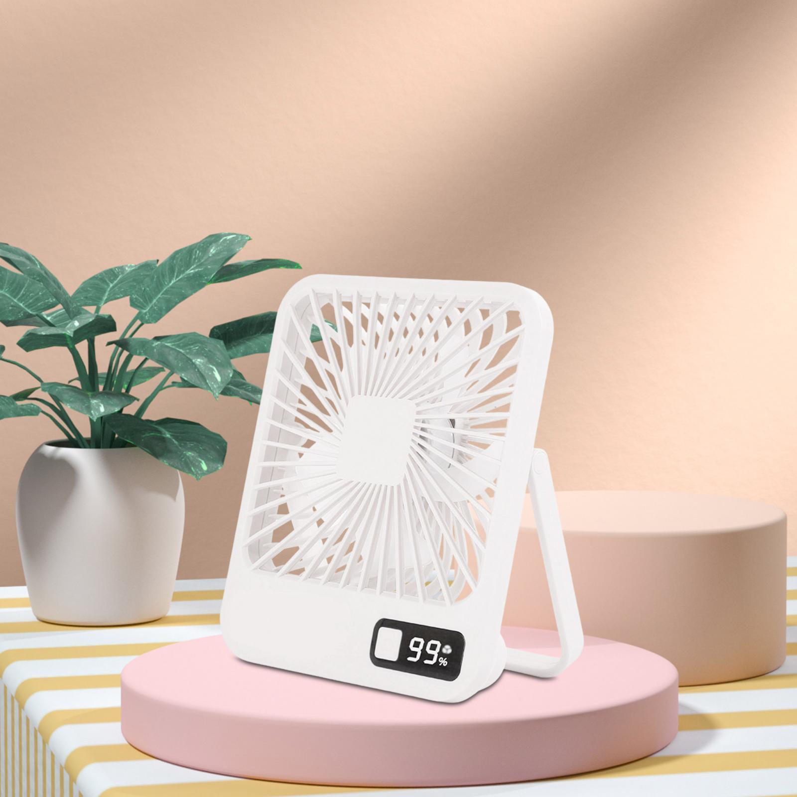 Small Desk Fan Portable Rechargeable 5 Speeds Mini Fan for Indoor Car Office