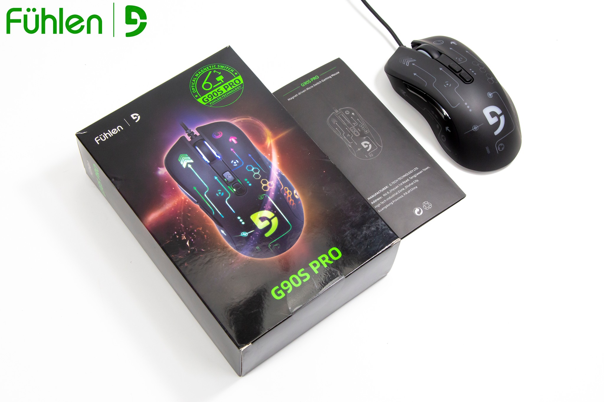 Chuột gaming Fuhlen G90s Pro RGB, DPI 8000, App chỉnh led RGB, macro, 7 nút bấm- Hàng nhập khẩu