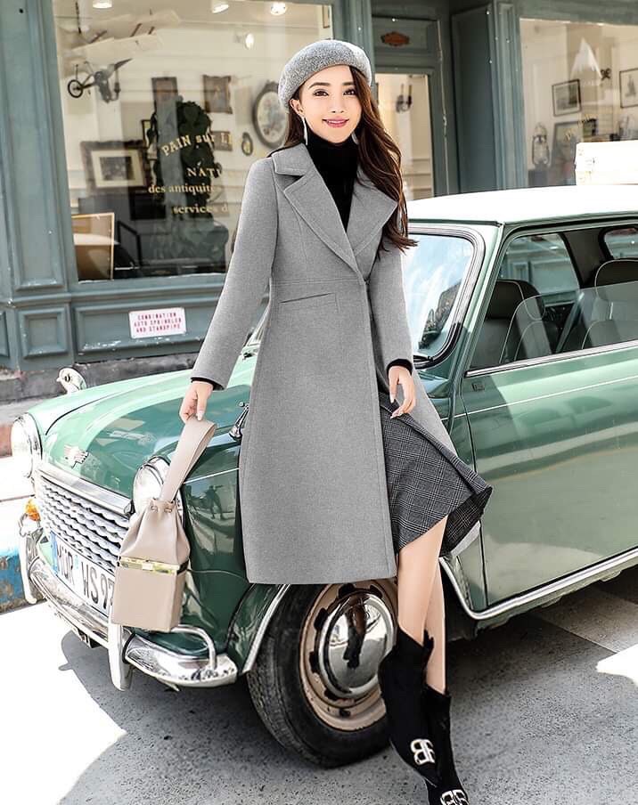 ÁO KHOÁC DẠ CỔ VEST DÁNG DÀI SANG TRỌNG - TK376