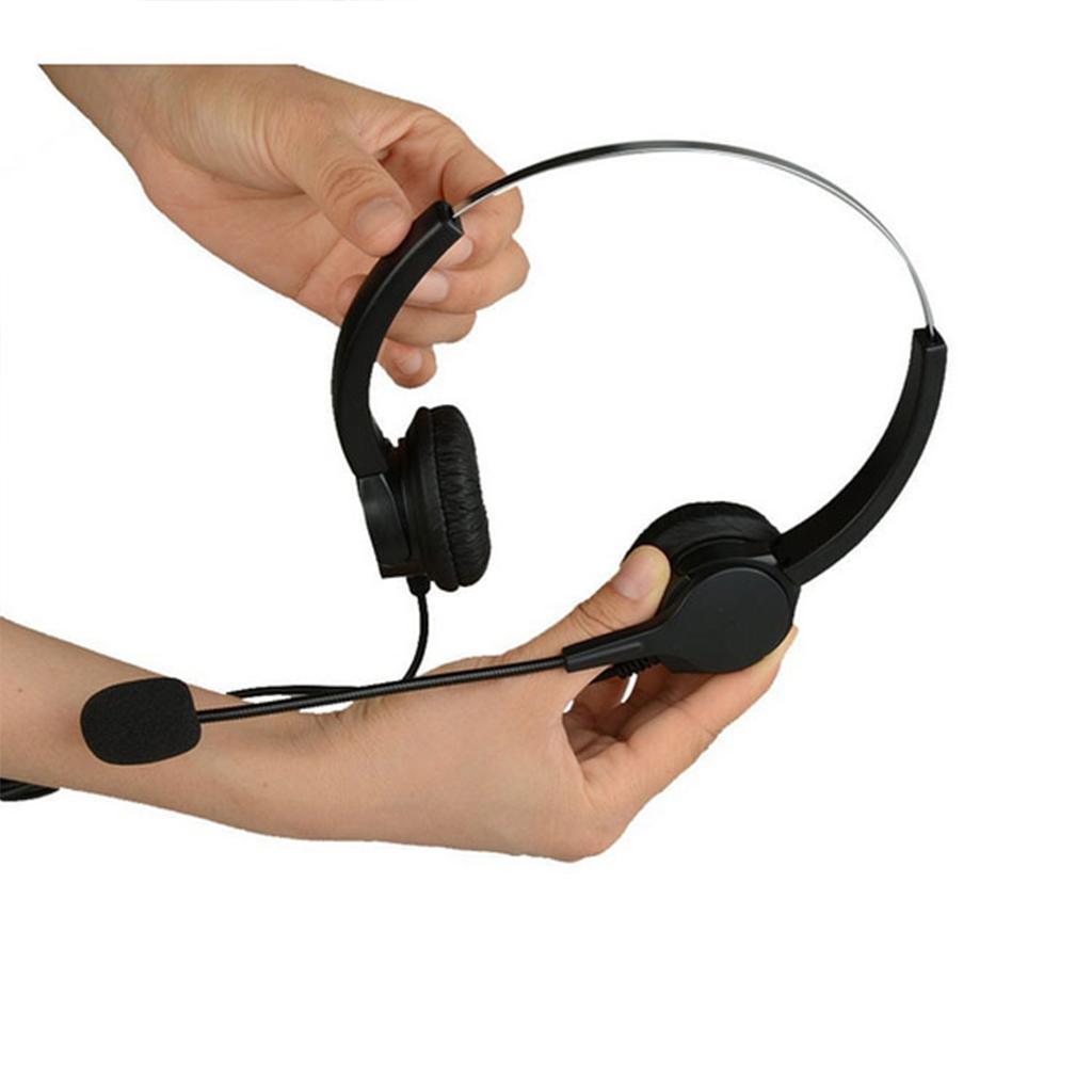 Hands Center Headset Telephone Corded Wired Mic Office Headphone