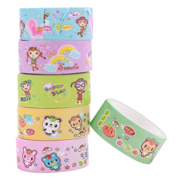 Bộ 6 Băng Keo Giấy Trang Trí Paper Tape 1.5cm x 2.5m Siêu Đáng Yêu