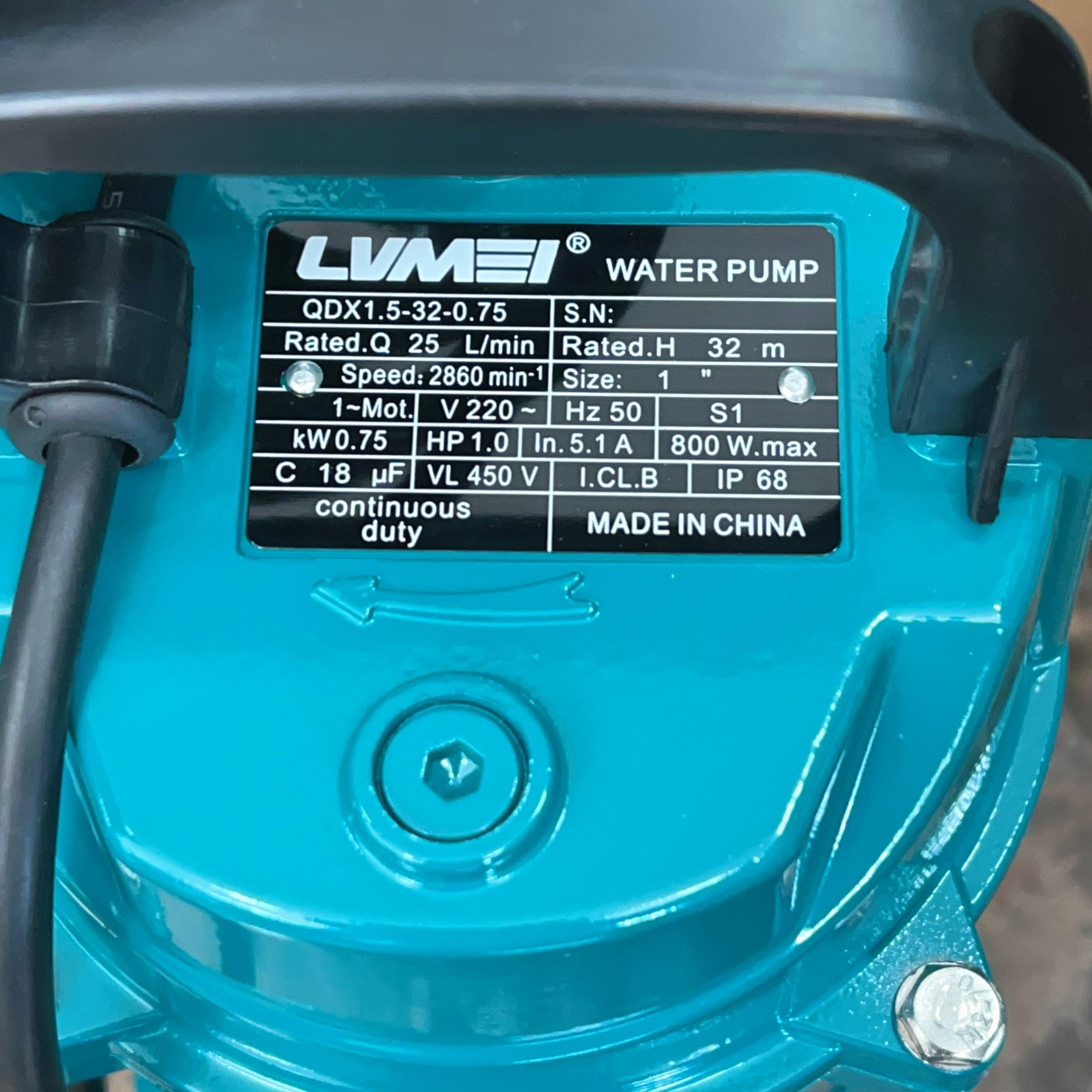 Máy Bơm Chìm, Bơm Tõm 750W (1HP) cổ 25 không ngâm dầu (Cam kết 100% lõi đồng) LVMEI - Bảo hành 1 năm