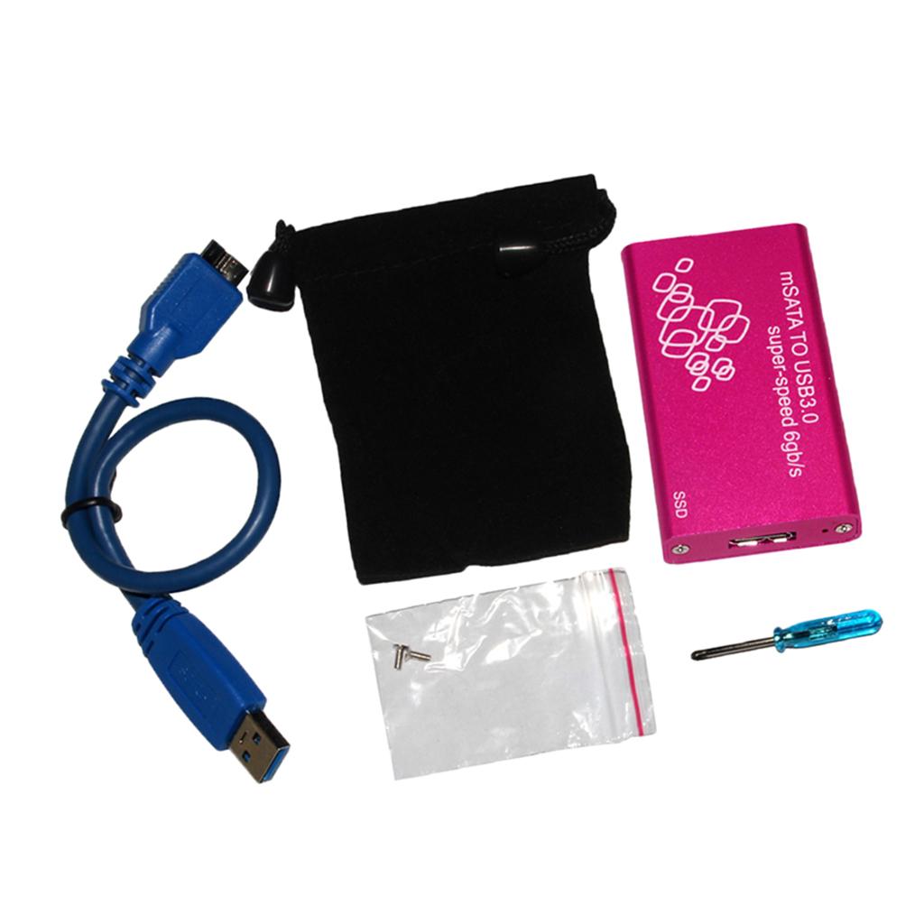 Portable mSATA to USB 3.0 SSD  Box External Enclosure Case & Cable