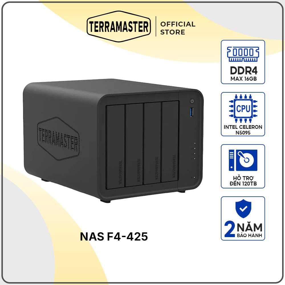 Thiết bị lưu trữ mạng NAS TerraMaster F4-425 4-bay - Hàng Chính Hãng- TerraMasrter Store