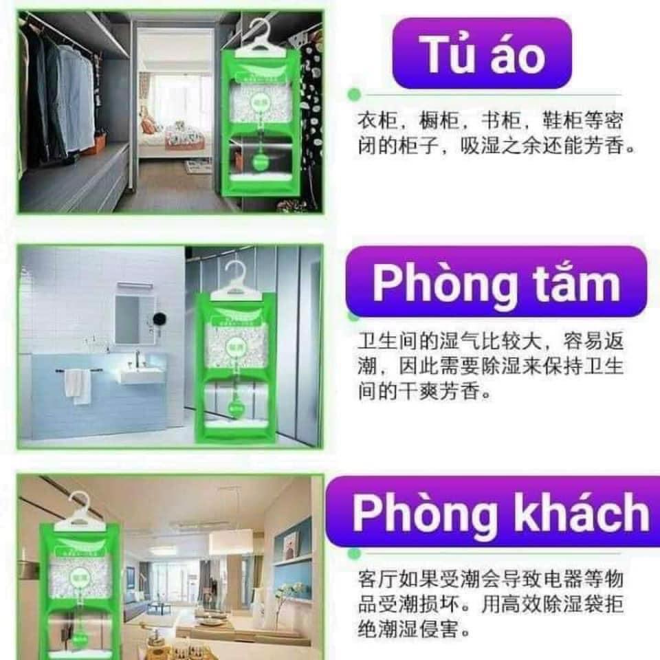 Túi Hút Ẩm Loại 1 Bịch To Treo Tủ Áo Tủ Sách Phòng Ngủ Chống Ẩm Mốc Ngày Mưa Khô Thoáng